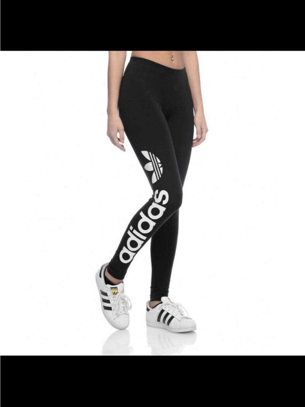 Women's Adidas Trefoil Linear Logo Black Leggings